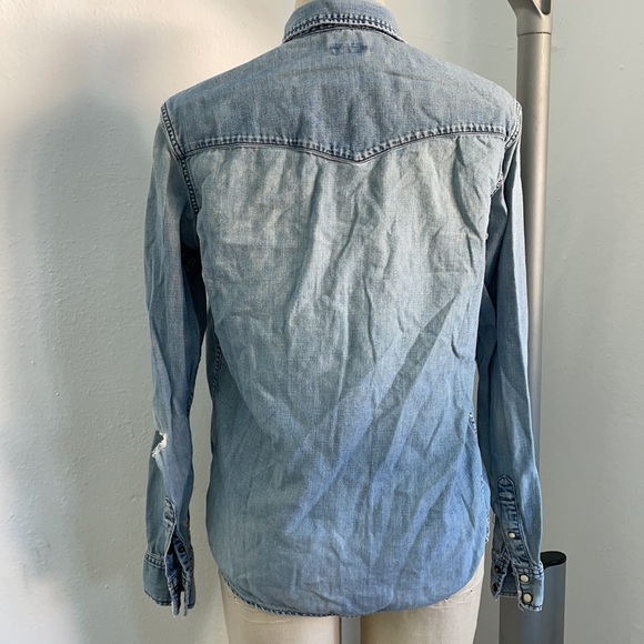 All Saints Denim Snap Button Top - Picture 6 of 9